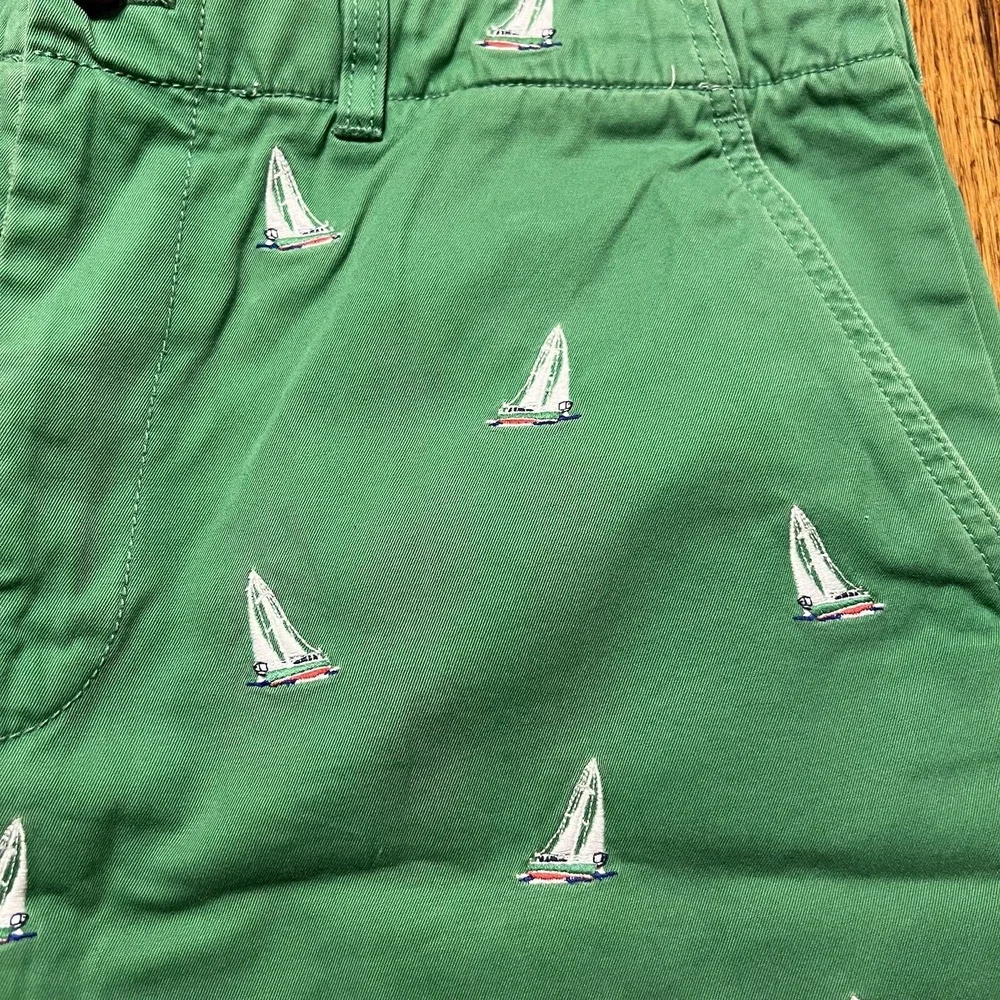Polo Ralph Lauren Men's Boat Shorts Green Sailboats Size 35 100% Cotton
